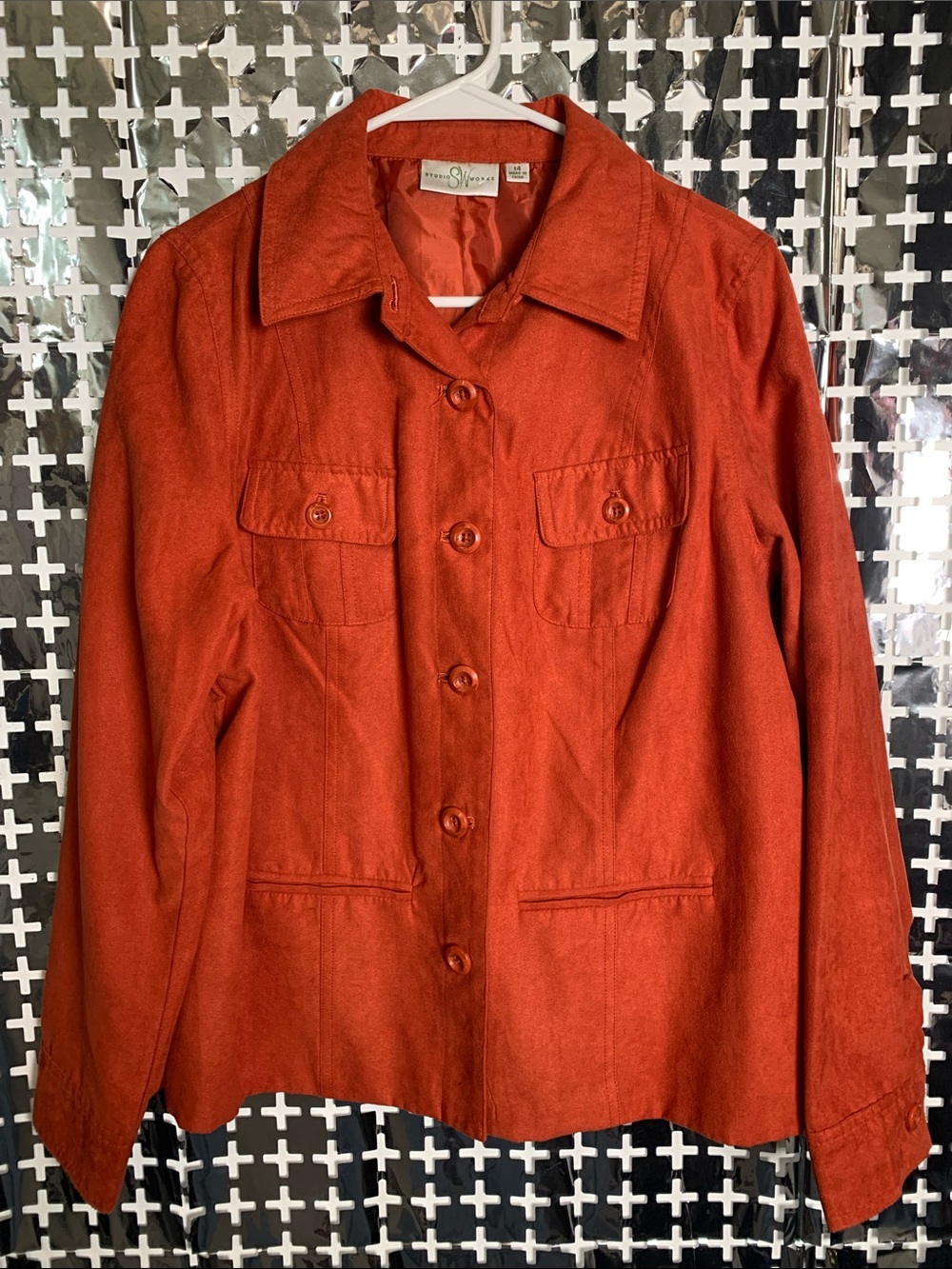 Studio Works Rust Orange Button-Front Utility Jacket
